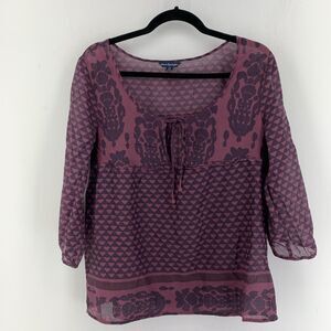 American Eagle Womens Medium Empire‎ Waist Top Peasant Boho Hippie Tassels Y2K